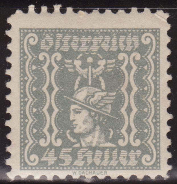 Austria 1921 Scott P48 Sello * Mercurio Mercury 45h Autriche Osterreich Preobliteré Matasello de Favor